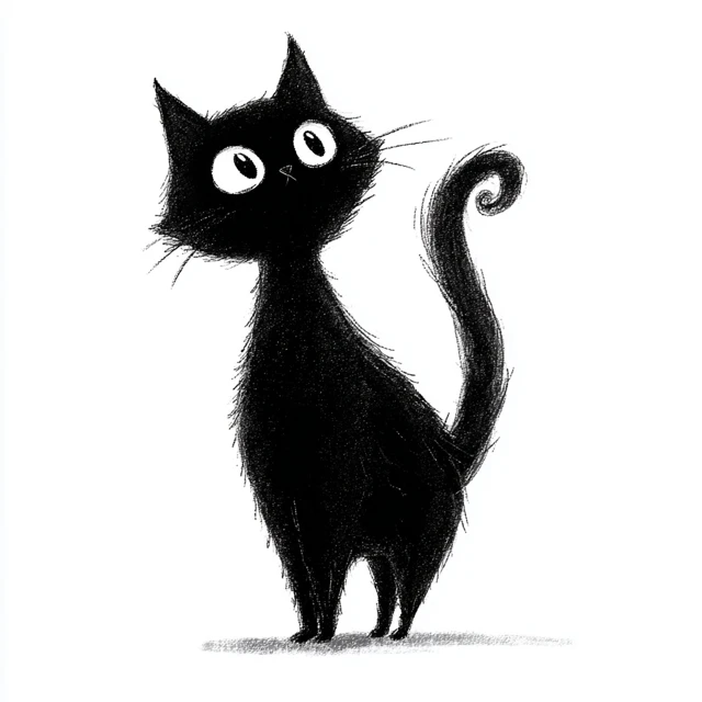 Black Cat Watercolor Art Illustration HD