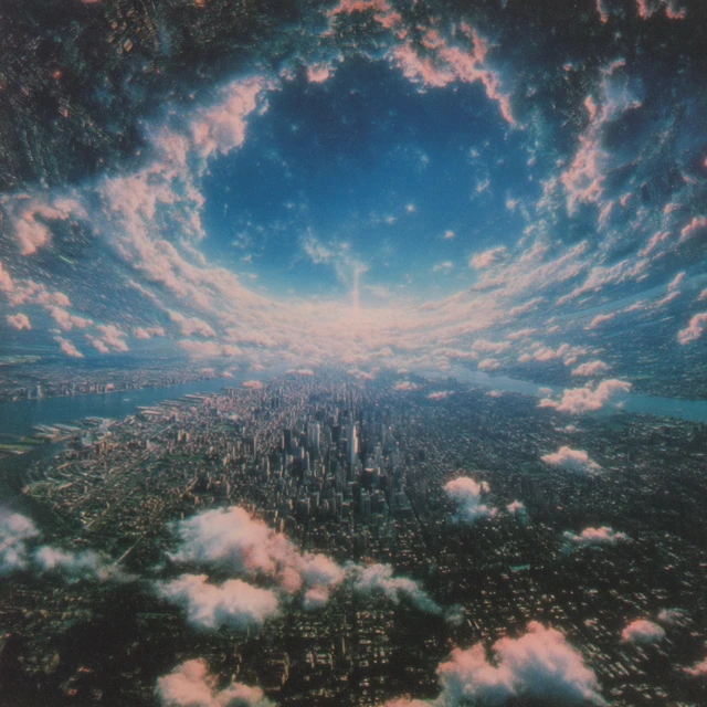 Surreal Cityscape 3D Rendered Panoramic View