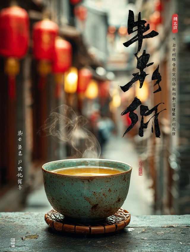 Chengdu Tea Gaiwan Poster Kuanzhai Alley