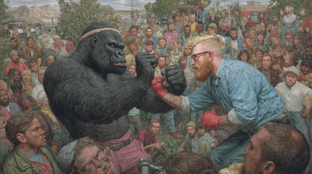 Hipster Men vs Gorilla Painting
