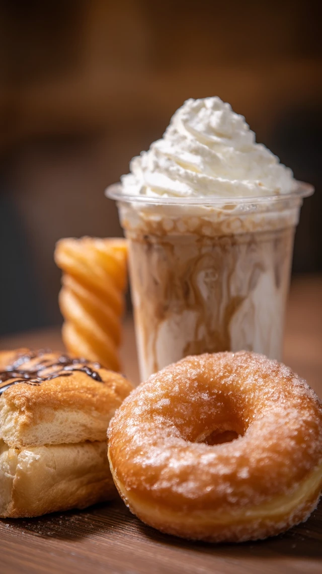 Unhealthy Food Overload Donut Coffee Bread