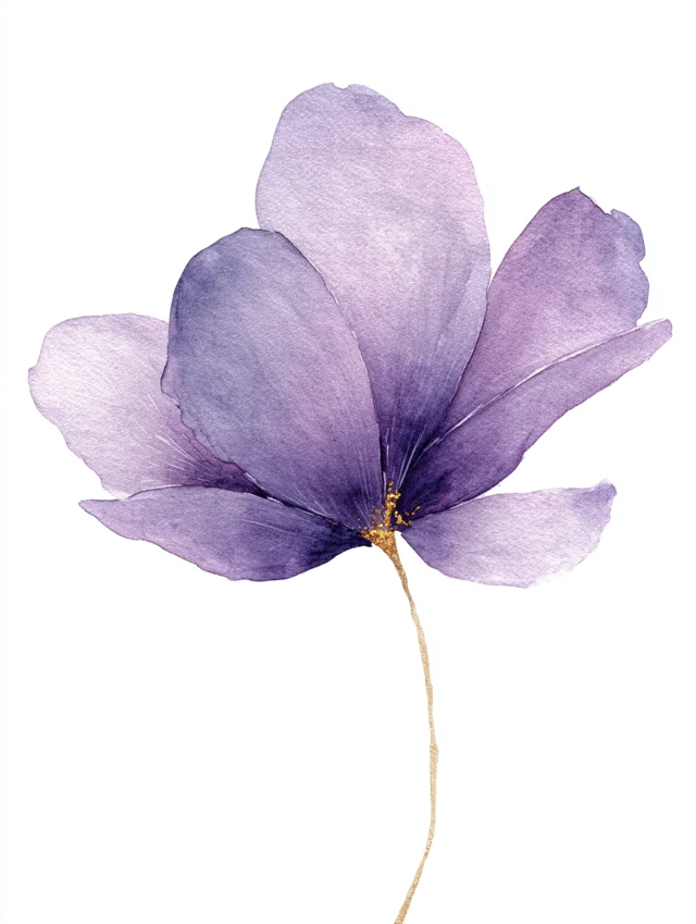 Watercolor Violet Flower Clipart
