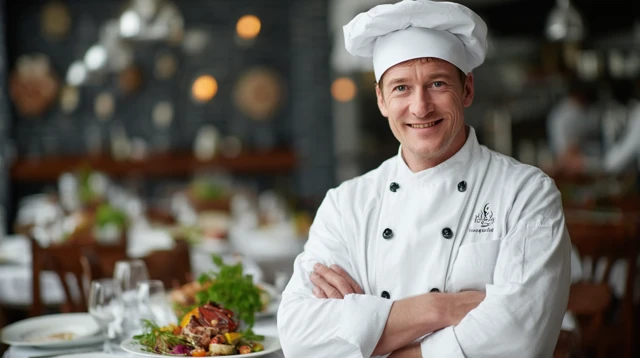 Smiling Male Chef in White Jacket Portrait
