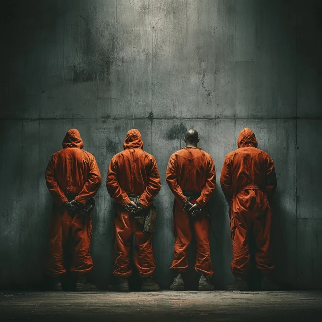 Prisoners Against a Wall Dramatic Photo