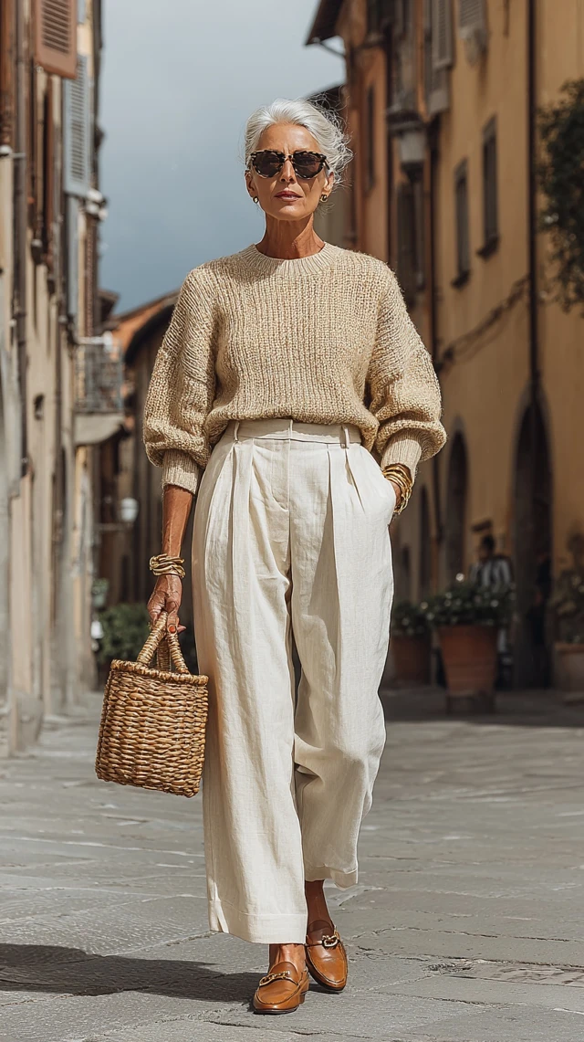 Elegant Mature Woman in Milanese Fashion