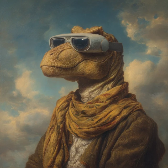 T Rex Dinosaur Portrait in VR Headset