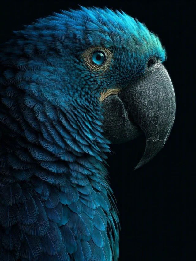 Macaw Parrot Portrait Hyper Detailed Side View