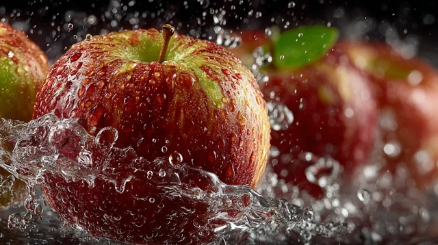 Apples with Water Droplets Macro Photography