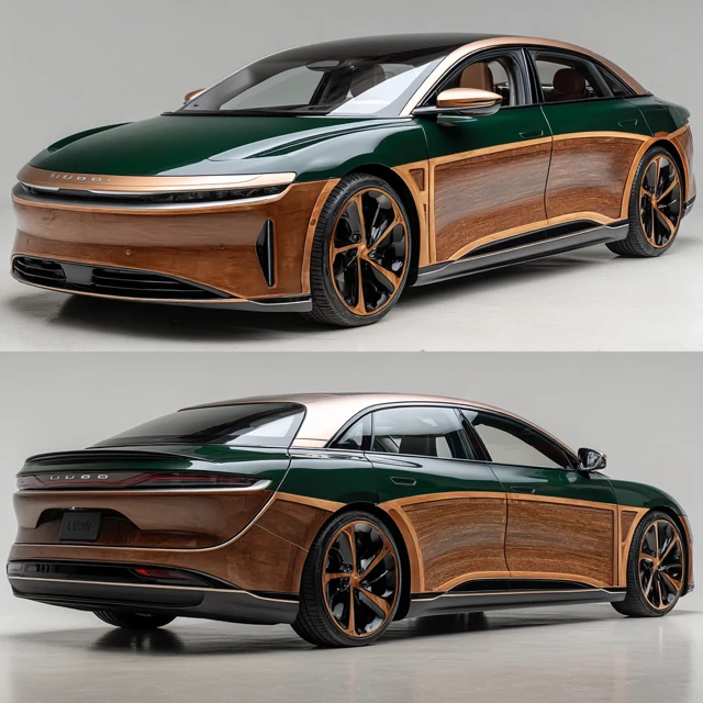 Lucid Air Brown Green Electric Car Photography