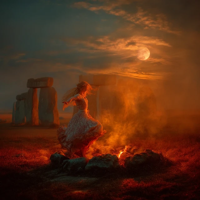 Norse Pagan Ritual Dance Stonehenge Full Moon