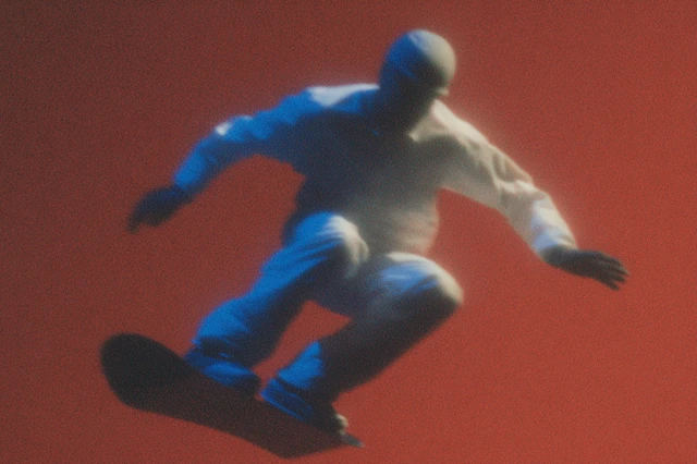 Snowboarder in Motion Futuristic Winter Scene