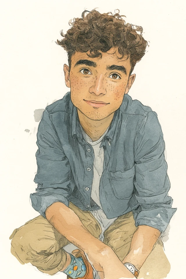 Watercolor Portrait of a Latino Man