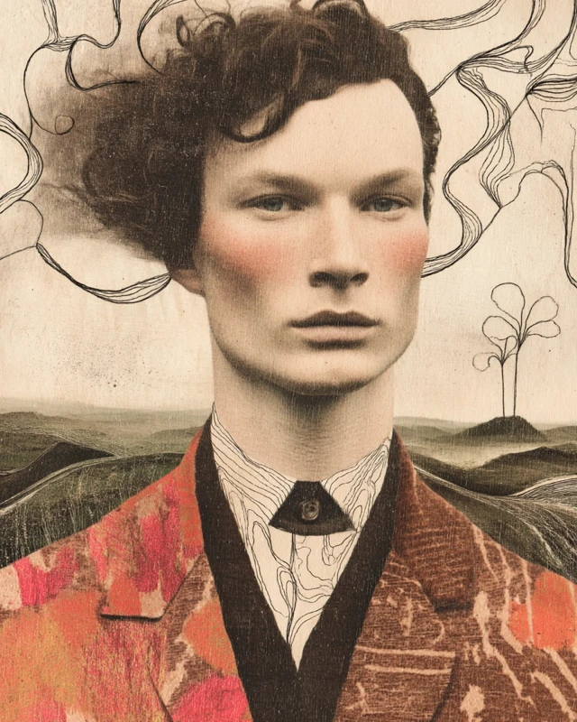 Victorian Gentleman Klimt Style Portrait