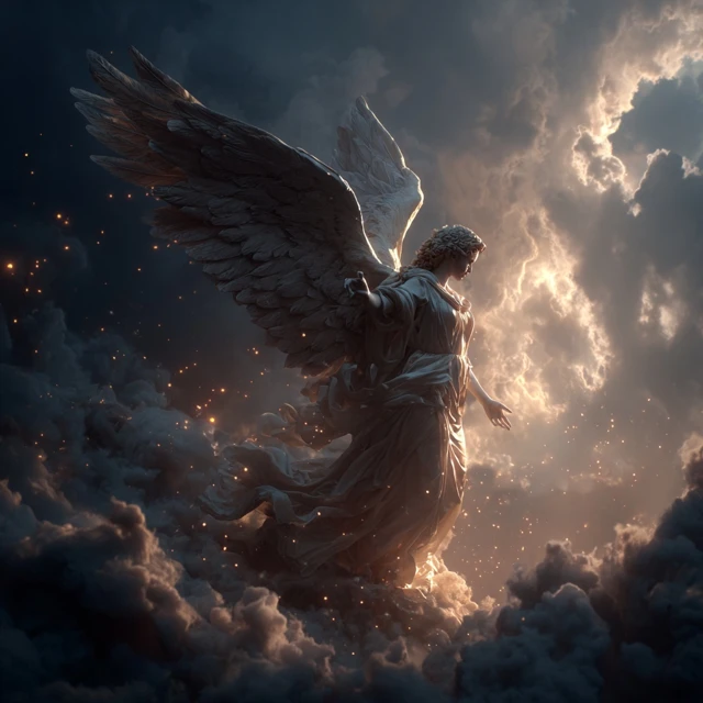 Angel in the Clouds Weeping for Souls