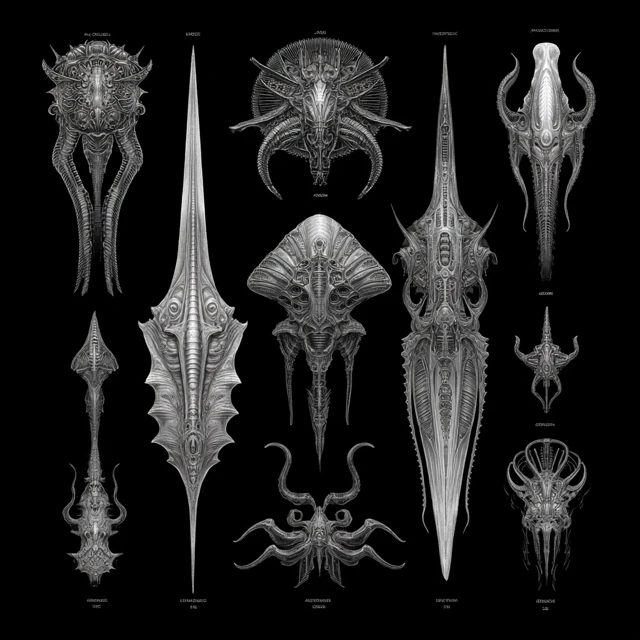 Bio-Mechanic Tattoo Flash Sheet H R Giger Style