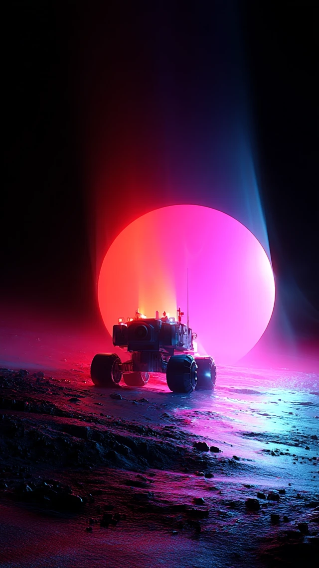 Space Rover on a Red Planet 3D Animation