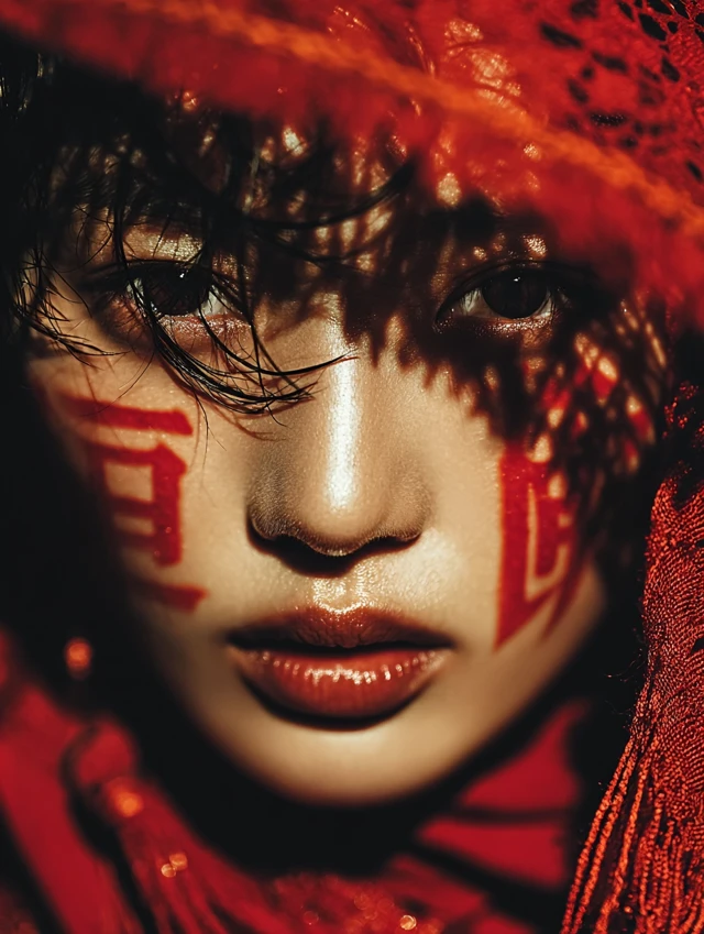 Asian Woman Face Shadow Art Dramatic Portrait