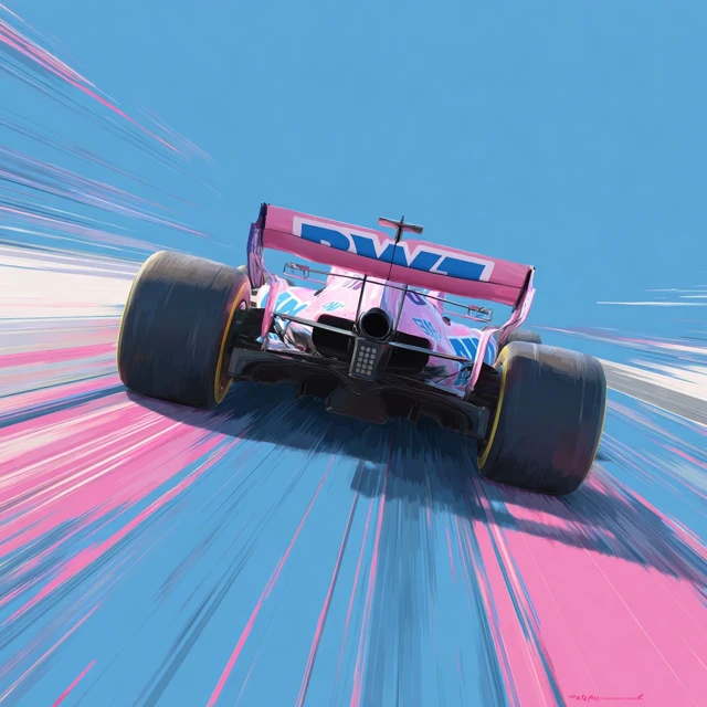 F1 Racing Illustration Pink and Blue Colors