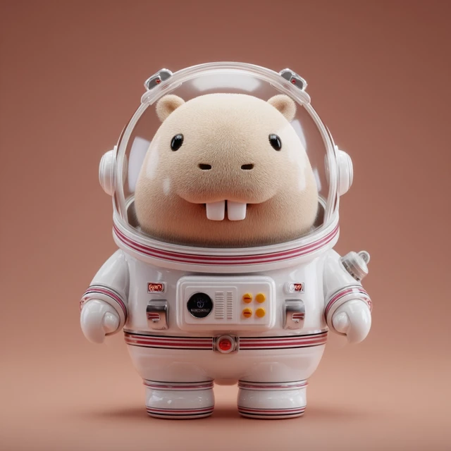 Cartoon Astronaut Capybara Adorable 3D Render