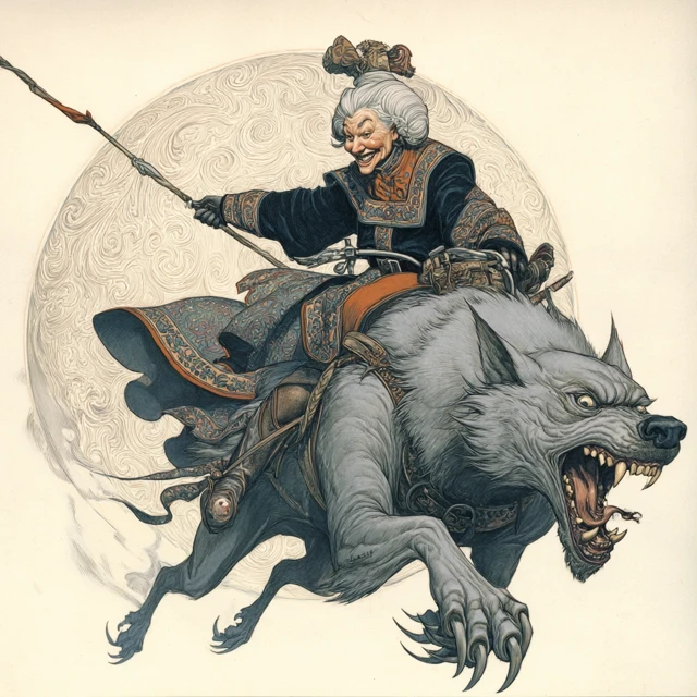 Buryat Witch Riding Evil Wolverine