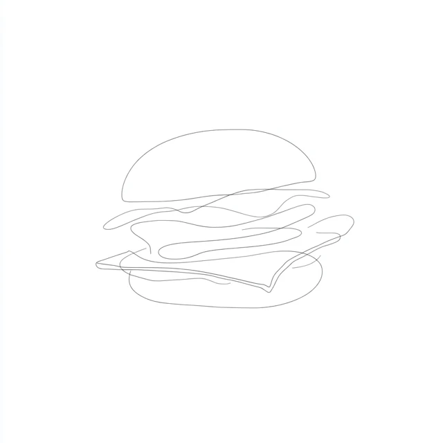Minimalist Cheeseburger One Line Drawing
