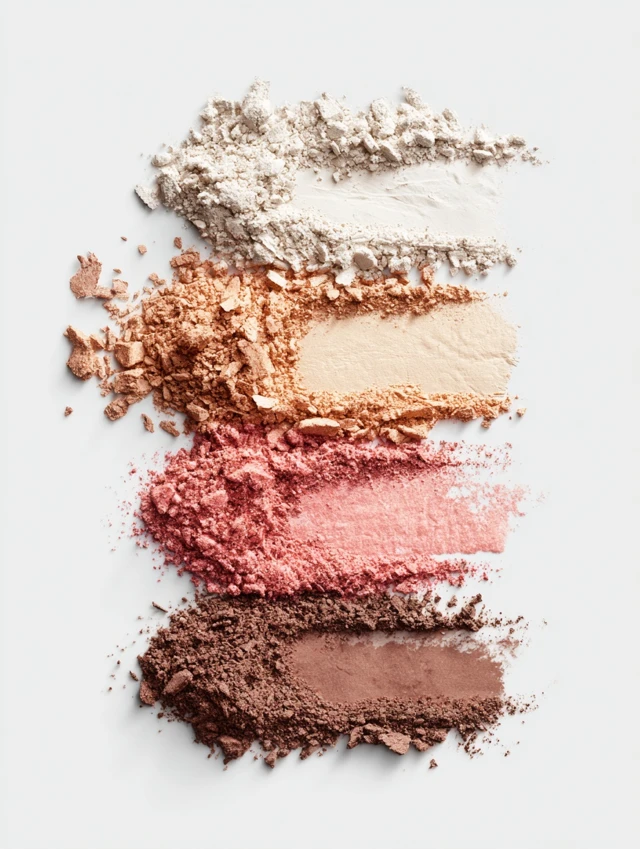 Makeup Powder Textures Swatches on White Background