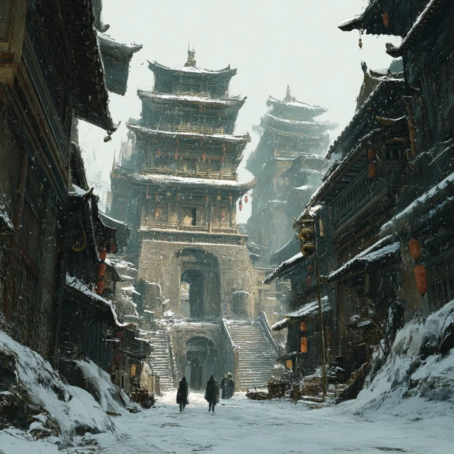 Ancient Chinese City Snow Storm