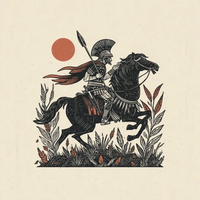 Centurion Riding Illustration Traditional Tattoo