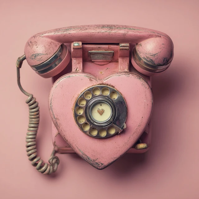 Vintage Heart Shaped Phone Retro Pink Love