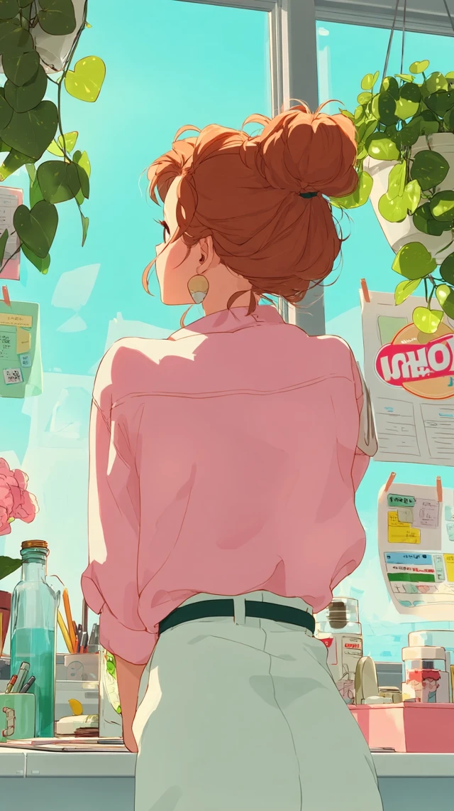 Anime Illustration: Woman Taking a Moments Pause