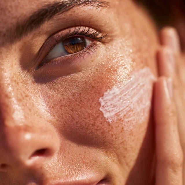 Skincare Routine SPF Cream Application Macro Shot