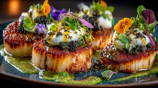 Seared Scallops with Butter Sauce - Food Photography
