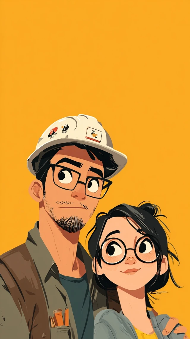Construction Couple Avatar Illustration