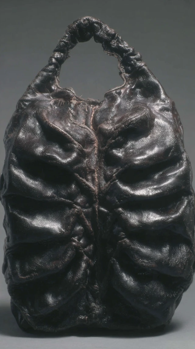 Anatomical Handbag Black Leather Specimen