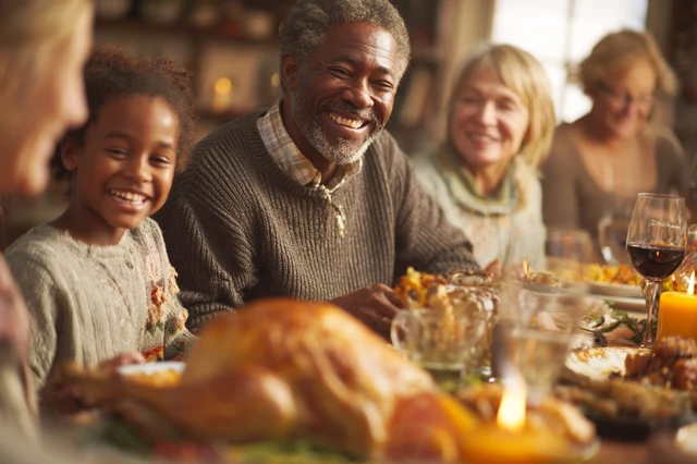 Diverse Family Thanksgiving Meal Warmth and Togetherness