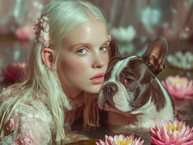 Woman and Dog Dreamy Fantasy Photography