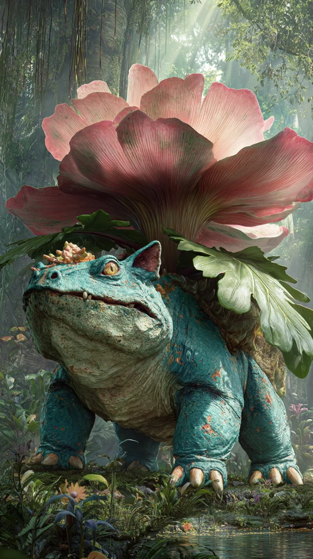 Realistic Venusaur in Jungle Pokemon Art