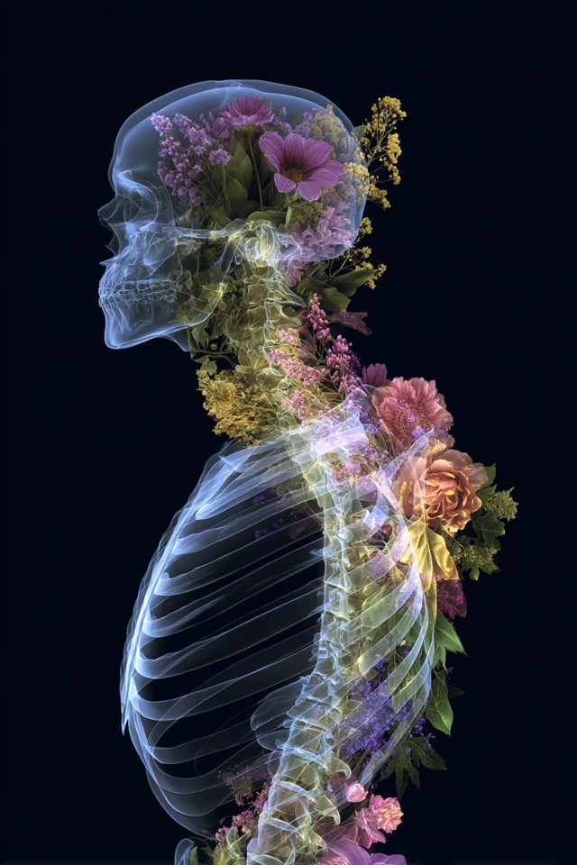 Floral XRay Art Surreal Anatomy Flowers and Bones