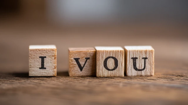 I Love You Wooden Blocks Romantic Flat Lay