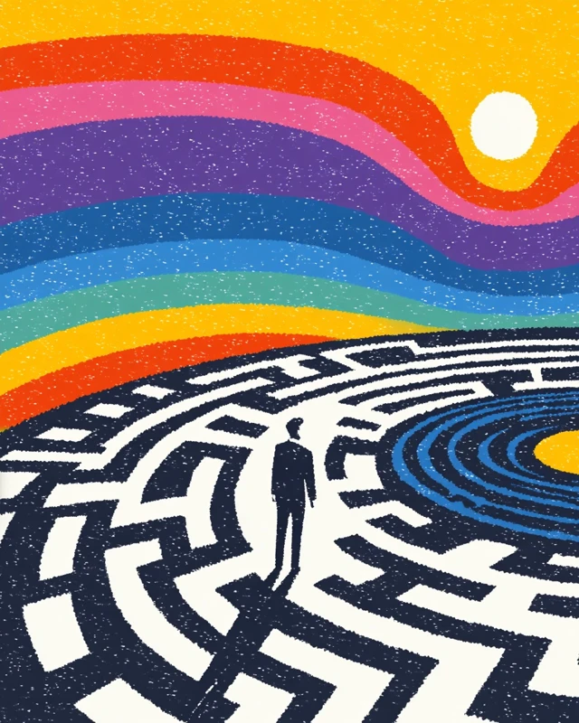 Maze Illustration Poster with Motivational Theme