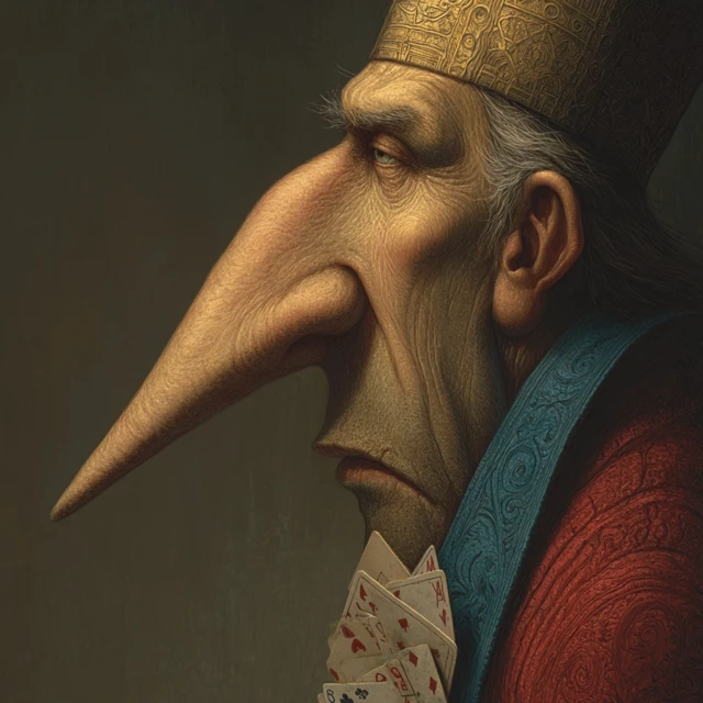 Giant Nose Plays Cards Surreal Art