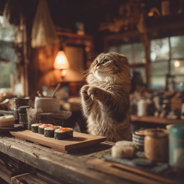 Cute Cat Rolls Sushi Cozy Kitchen