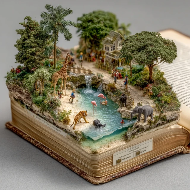 Miniature Zoo in an Open Book