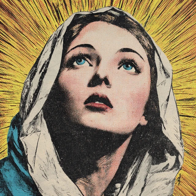 Holy Mary Vintage Comic Illustration