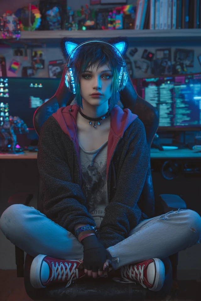 Emo Computer Science Student in Gaming Chair