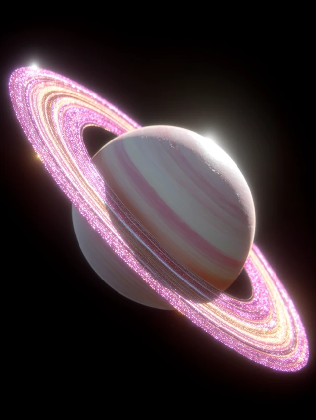 Enigmatic Planet with Swirling Rings in Vibrant Colors