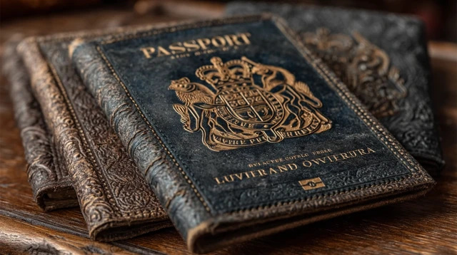 Vintage Passports US Travel Documents Close Up