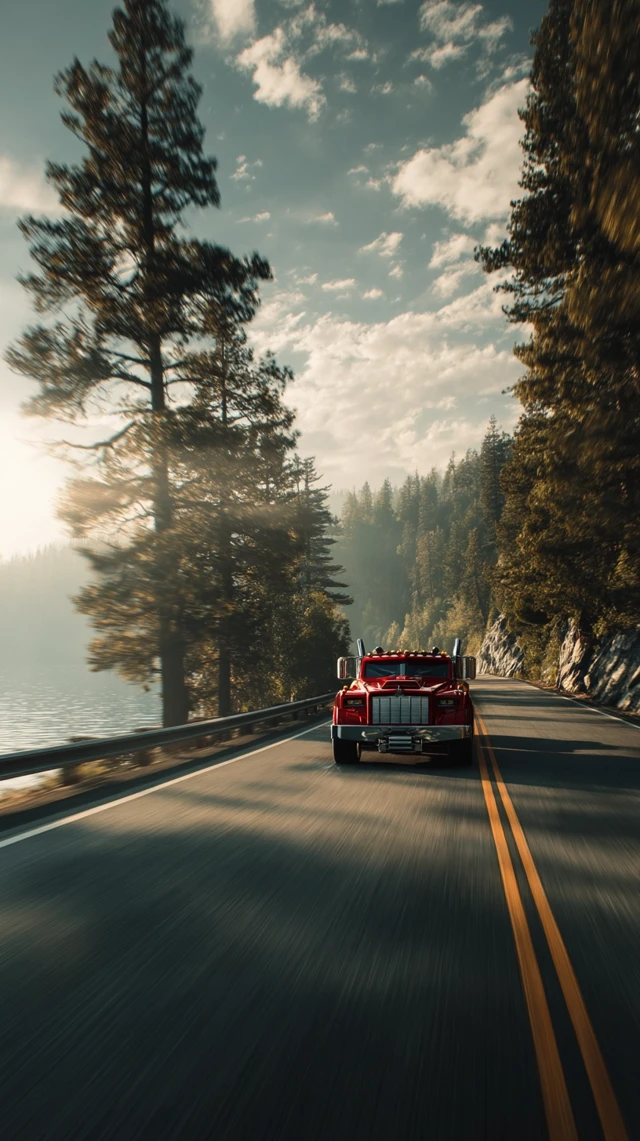 Optimus Prime Drives Scenic Road Film Tone