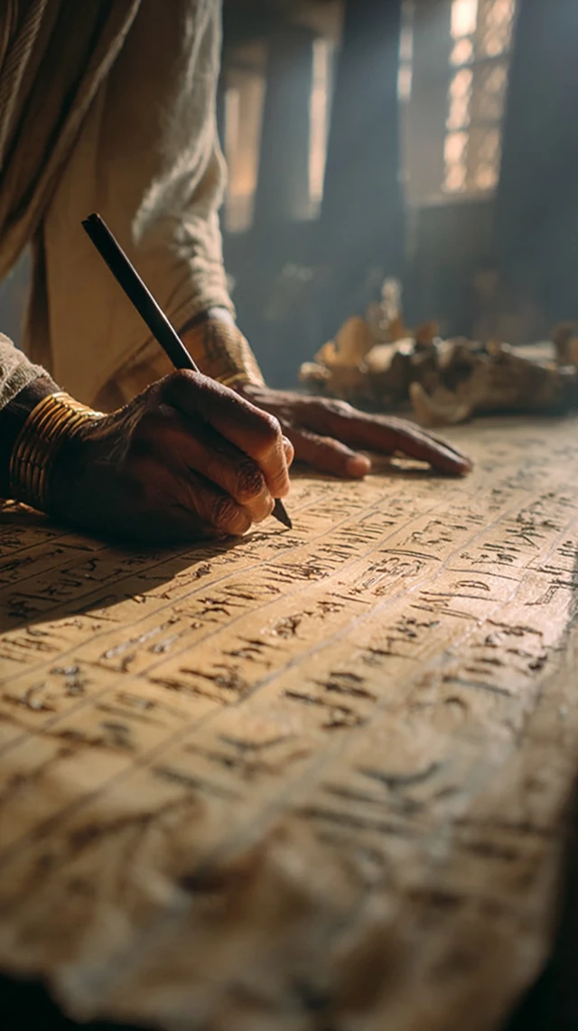 Ancient Egyptian Scribe Writing Hieroglyphs