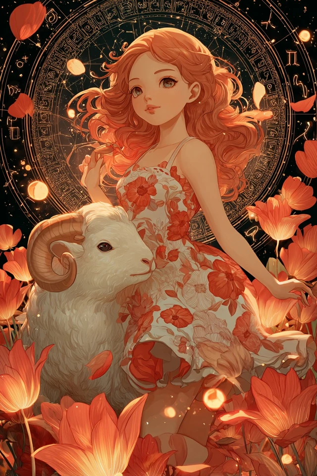 Anime Girl Aries Zodiac Fantasy Art